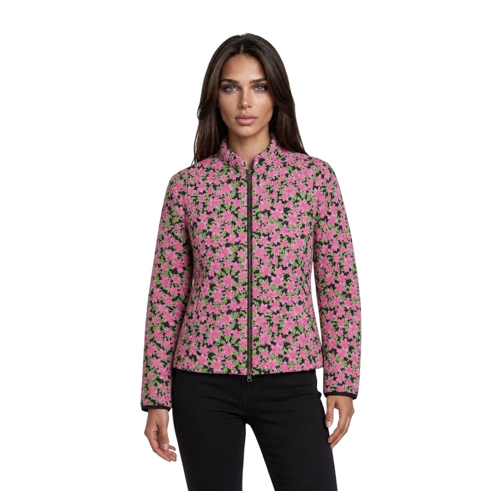Lilly Pulitzer Down Puffer Jacket Coat Womens Size 6 Pink Floral Quilted Pockets